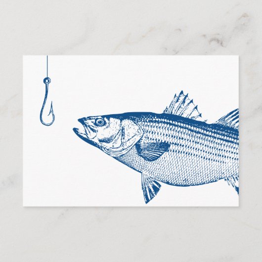 Striped Bass Elegant Navy Blue Online UAWG QR Code Begleitkarte (Rückseite)