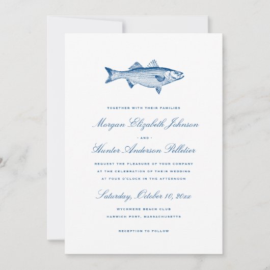 Striped Bass Fishing Theme Elegante Hochzeit der M Einladung (Vorderseite)