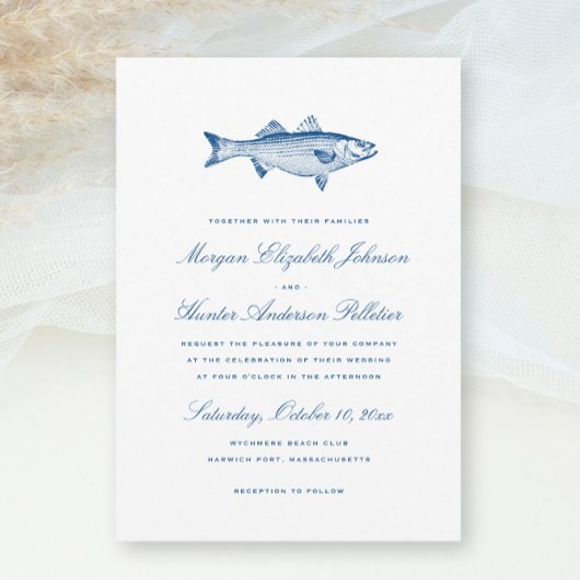 Striped Bass Fishing Theme Elegante Hochzeit der M Einladung