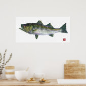Striped Bass Gyotaku Open Edition Poster (Küche)