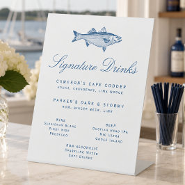Striped Bass Hochzeitssignaturgetränke und Bar Sockelschild
