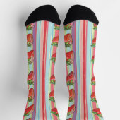 Striped Berry Bliss - Fresh Strawberry Pop Art Socken (Oben)
