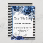 STRIPED BLACK BLUE FLORAL GRENZE SAVE THE DATE (Vorne/Hinten)