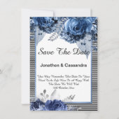 STRIPED BLACK BLUE FLORAL GRENZE SAVE THE DATE (Vorderseite)