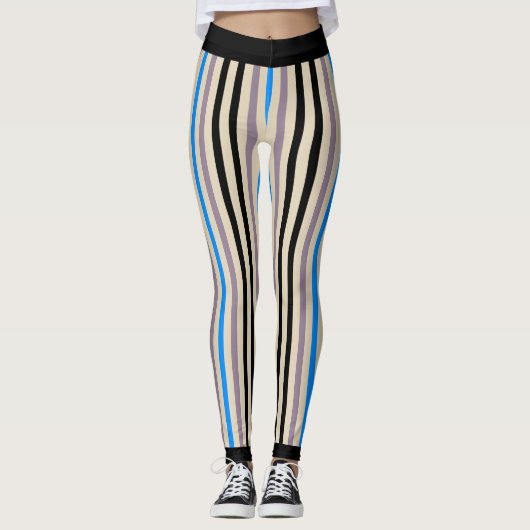 Striped Black Gray Blue (custom) Leggings (Vorderseite)