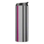 Striped Black Pink and Grey Thermal Tumbler Thermosbecher (Nach links gedreht)
