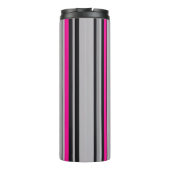 Striped Black Pink and Grey Thermal Tumbler Thermosbecher (Rückseite)