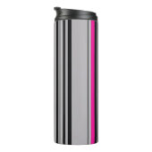 Striped Black Pink and Grey Thermal Tumbler Thermosbecher (Nach rechts gedreht)