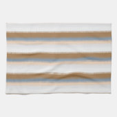 Striped Blue Gray Gold Beige Brown Tan Geschirrtuch (Horizontal)