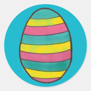 Striped Blue Happy Oaster Egg Hunt bemalt Eier Runder Aufkleber