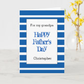 Striped Blue Happy Vatertag Großvater Karte (Gelbe Blume)