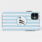 Striped Blue White Custom Monogram iPhone Gehäuse Case-Mate iPhone Hülle (Rückseite (Horizontal))
