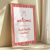 Striped Bow Coquette Bachelorette Weekend Welcome Poster