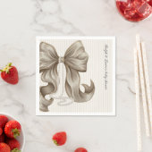 Striped Bow Ivory Pearl Baby Shower  Serviette (Beispiel)