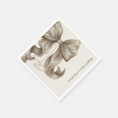 Striped Bow Ivory Pearl Baby Shower  Serviette (Ecke)