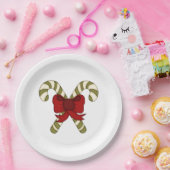 Striped Candy Canes mit Red Bow Pappteller (Party)