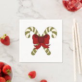 Striped Candy Canes with Red Bow Serviette (Beispiel)