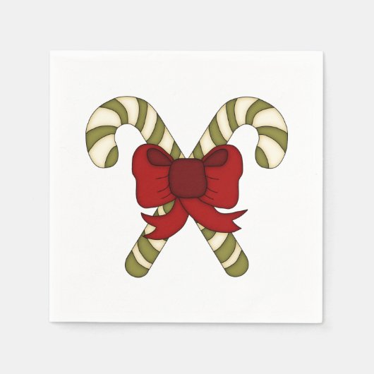 Striped Candy Canes with Red Bow Serviette (Vorderseite)