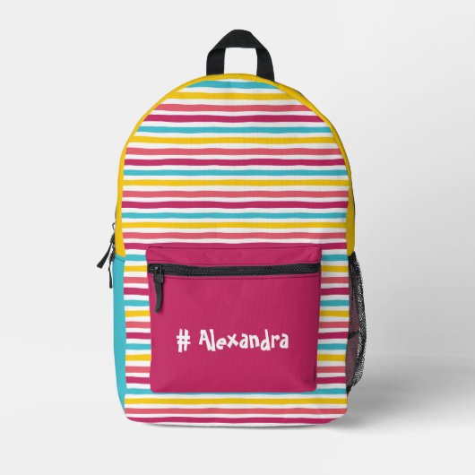 #Striped Candy! Spaß Farbenfrohe Farbe Block glück Bedruckter Rucksack (Vorderseite)