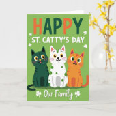 Striped Cat Family Card Karte (Gelbe Blume)