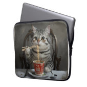 Striped Cat Spaß Cup Noodles Laptopschutzhülle (Vorderseite Links)