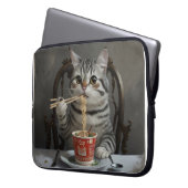 Striped Cat Spaß Cup Noodles Laptopschutzhülle (Vorderseite Links)