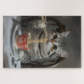 Striped Cat Spaß Cup Noodles Puzzle (Horizontal)