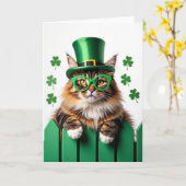 Striped Cat St Patricks Day Card Karte (Gelbe Blume)