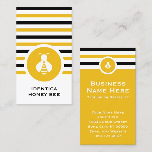 Striped Chic HONEY BEE Business Card Visitenkarte (Vorne/Hinten)