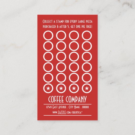 Striped Chic Pizza Slices Loyalty Punch Treuekarte (Rückseite)