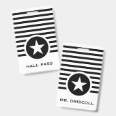 Striped Chic Star Hall Pass für Lehrer Ausweis (Vorder- & Rückseite)