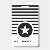 Striped Chic Star Hall Pass für Lehrer Ausweis (Rückseite)