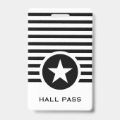 Striped Chic Star Hall Pass für Lehrer Ausweis (Vorderseite)