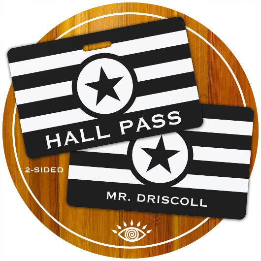 Striped Chic Star Hall Pass für Lehrer Ausweis