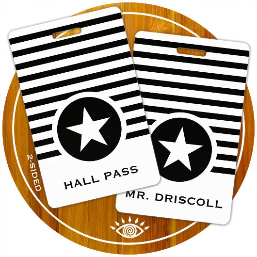 Striped Chic Star Hall Pass für Lehrer Ausweis
