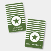Striped Chic Star Hall Pass für Lehrer Ausweis (Vorder- & Rückseite)
