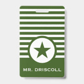 Striped Chic Star Hall Pass für Lehrer Ausweis (Rückseite)