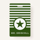 Striped Chic Star Hall Pass für Lehrer Ausweis (Rückseite)