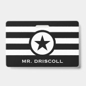 Striped Chic Star Hall Pass für Lehrer Ausweis (Rückseite)