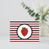 Striped Chic STRAWBERRY Postcard Postkarte (Stehend Vorderseite)