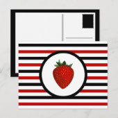 Striped Chic STRAWBERRY Postcard Postkarte (Vorne/Hinten)