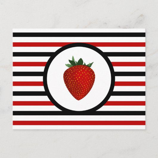 Striped Chic STRAWBERRY Postcard Postkarte (Vorderseite)