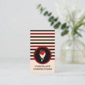 Striped Chic White Chocolate Strawberry Visitenkarte (Stehend Vorderseite)