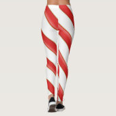 Striped Christmas Candy Cane Leggings (Rückseite)