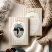 Striped Christmas Card with Photo Feiertagskarte