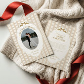 Striped Christmas Card with Photo Feiertagskarte