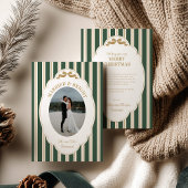 Striped Christmas Card with Photo Feiertagskarte