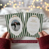 Striped Christmas Card with Photo Feiertagskarte