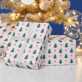 Striped Christmas Tree Pattern Wrapping Paper Roll Geschenkpapier