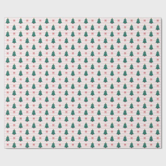 Striped Christmas Tree Pattern Wrapping Paper Roll Geschenkpapier (Flach)